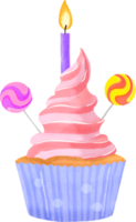 vattenfärg färgrik födelsedag muffin png