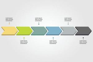 line arrow template for infographic for presentation for 6 element vector