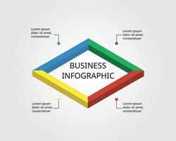 plantilla de gráfico cuadrado para infografía para presentación de 4 elementos vector