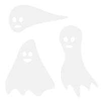 Vector set of three ghosts for Halloween on a transparent background in trendy gray tint. Isolate.