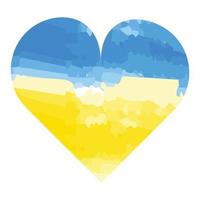 Heart shape with shades of the Ukrainian flag in a watercolor style on a transparent background vector