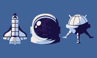 cohete espacial y casco vector