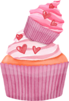 cupcake rosa pintado em aquarela