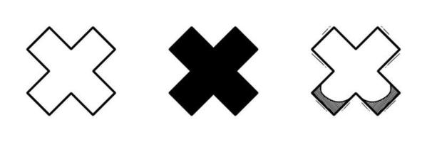Vector illustration of cross mark icon set isolated on white background