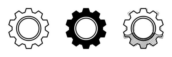 Vector illustration of gear icon set isolated on white background