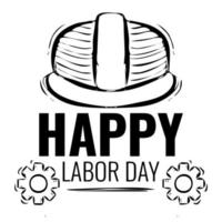 Vector illustration of happy labor day with gears icon. Hand lettering USA celebration isolated on white background