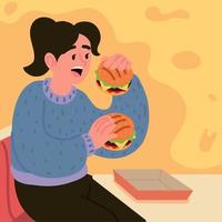 woman and fast food vector