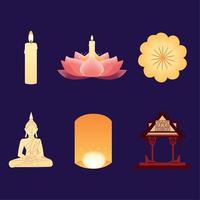 festival de iconos loy krathong vector