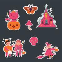 flat halloween labels collection vector