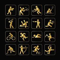 Set of Gold sport icons isolated on black background vector