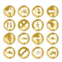 Gold traffic sign icons vector