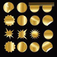 Set of gold starburst icons vector