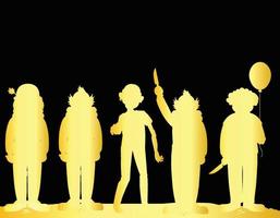 conjunto de personajes fantasmas de halloween dorados vector