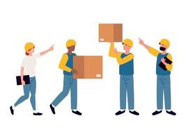 warehouse workers icons vector