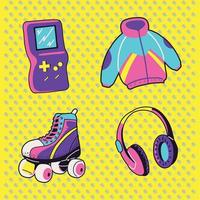 icon set retro 90s vector