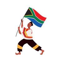 macho con bandera de sudáfrica vector
