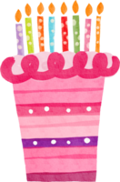 Watercolor colorful bithday cake png