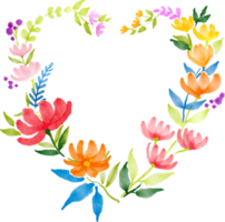 flower heart watercolor painted png