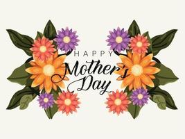 Happy Mothers day flowers card vector