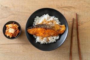 Grilled Salmon with Soy Sauce Rice Bowl photo