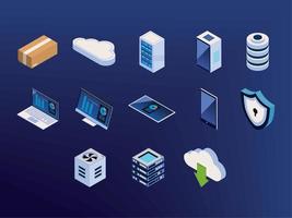 set of storage tech vector