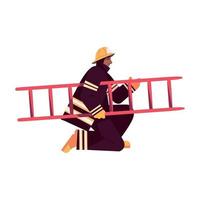 firefighter with ladder vector