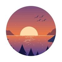 landscape sea sunset vector