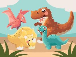 cute dinosaurs prehistoric vector