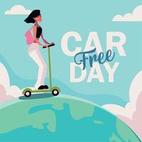 world car free day greeting card vector