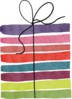 caja de regalo de acuarela para cumpleaños png