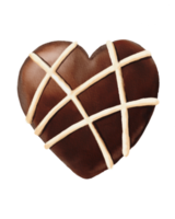 bomba de chocolate con forma de corazón pintada en acuarela png