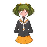 chica anime cabello verde vector