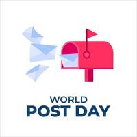 plantilla de fondo del cartel del día mundial del correo con buzón de correos y correos ilustración vectorial plana celebración de octubre vector