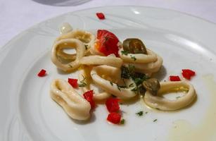 Squid rings on the plate photo