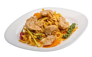 Fried noodles with pork photo