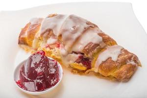 Croissant with jam photo