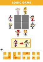 Education game for children logic puzzle build the road for witch move to wizard costume halloween printable worksheet vector