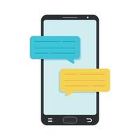 Smartphone with chat messages notification on screen handphone icon vector illustration