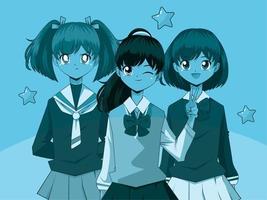 anime student girls vector
