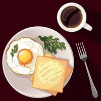 breakfast egg and bread vector