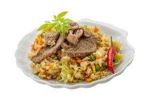 Fried rice with beef photo