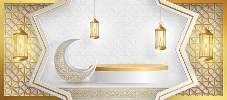 Islamic 3d podium round stage vector