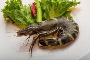 Tiger prawn on the plate photo