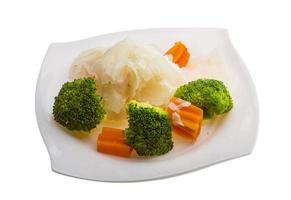 Boiled cabbage and broccoli photo