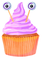 Watercolor painted Halloween Cupcake png