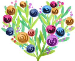 vattenfärg valentines dag blommig hjärta ram med färgrik blomma png