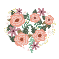 Watercolor Valentines Day floral heart shape with colorful flower png