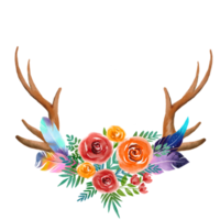 vattenfärg hjorthorn och blomma png