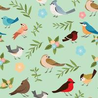birds and flowers pattern vector