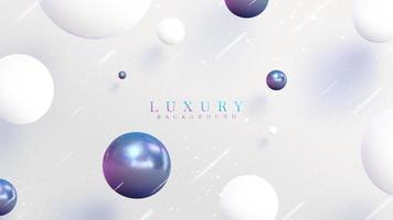 White luxury background with rainbow ball decoration and sparkling light effect elements. vector